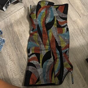 Colorful Patterned Over-the-Knee Boots